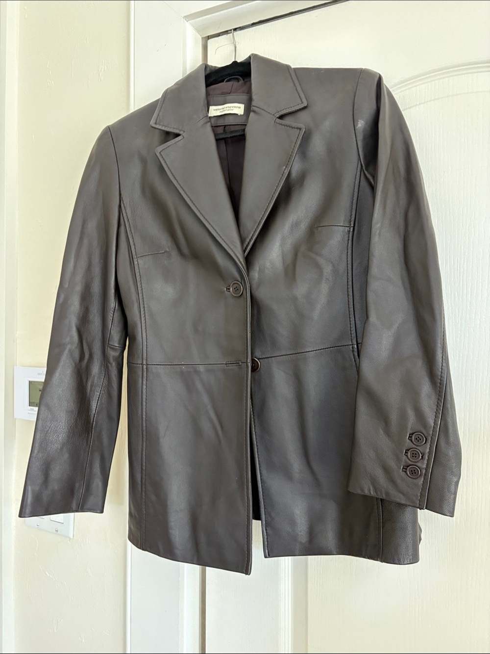 Classic Women's Brown Leather Blazer Jacket
